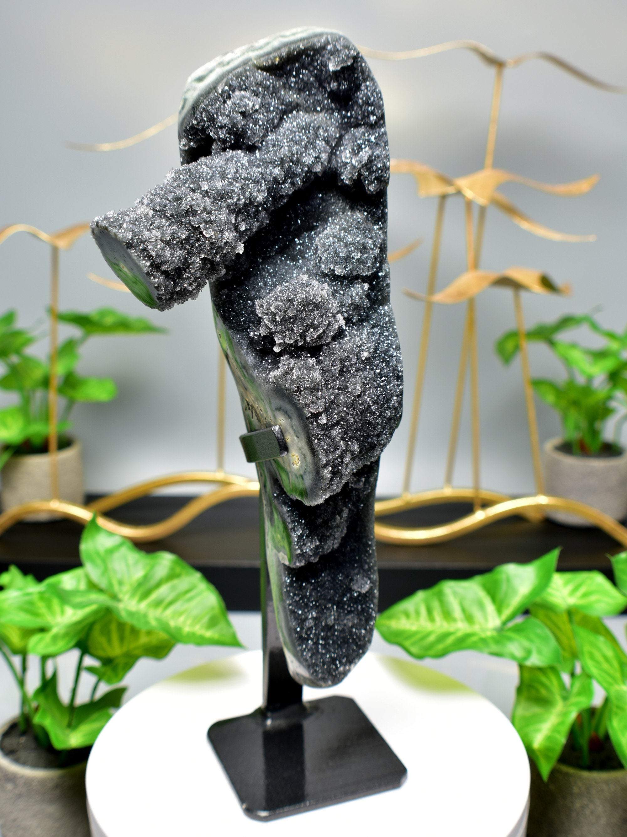 Amethyst Black Galaxy Stalactite Formation Crystal Quartz on Home Decor Centerpiece - DelphyCrystals