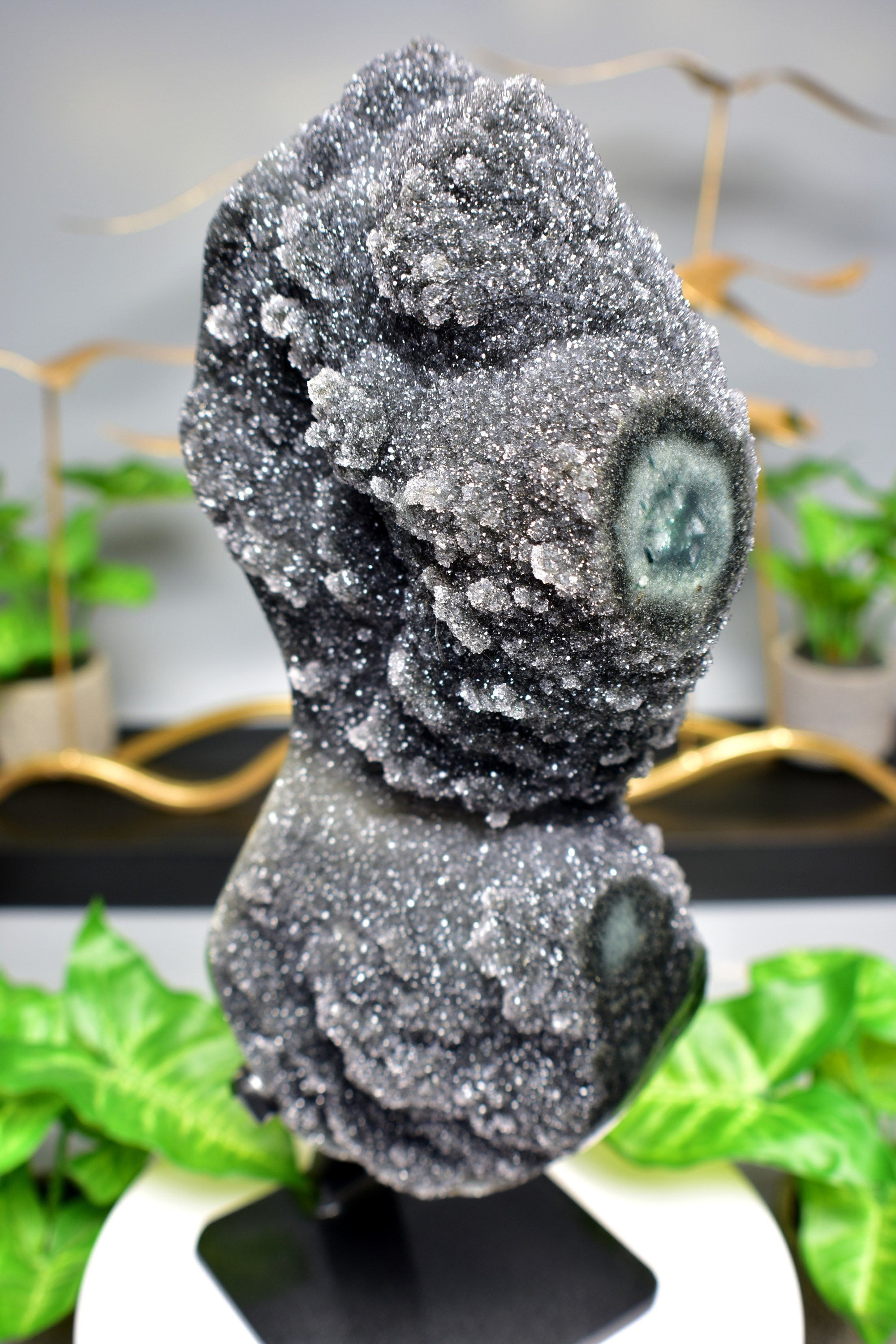 Amethyst Black Galaxy Stalactite Formation Crystal Quartz Home Decor Centerpiece - DelphyCrystals