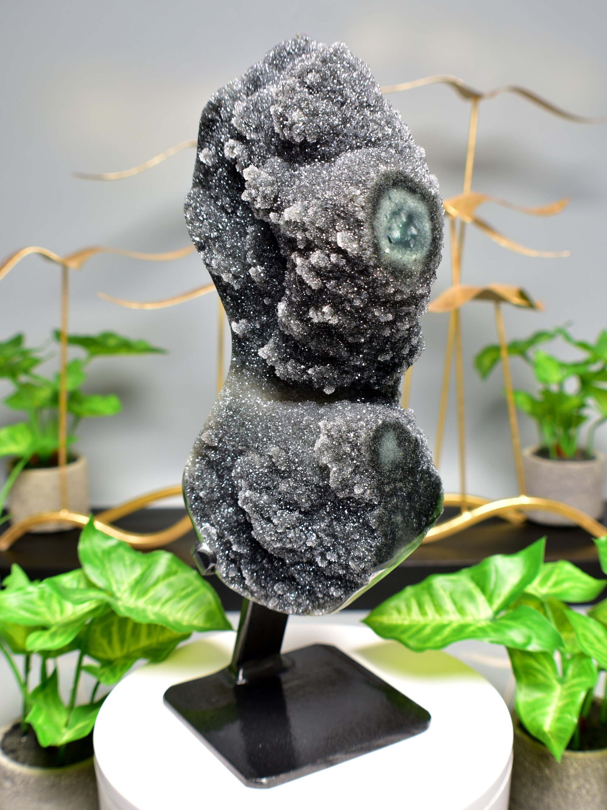 Amethyst Black Galaxy Stalactite Formation Crystal Quartz Home Decor Centerpiece - DelphyCrystals