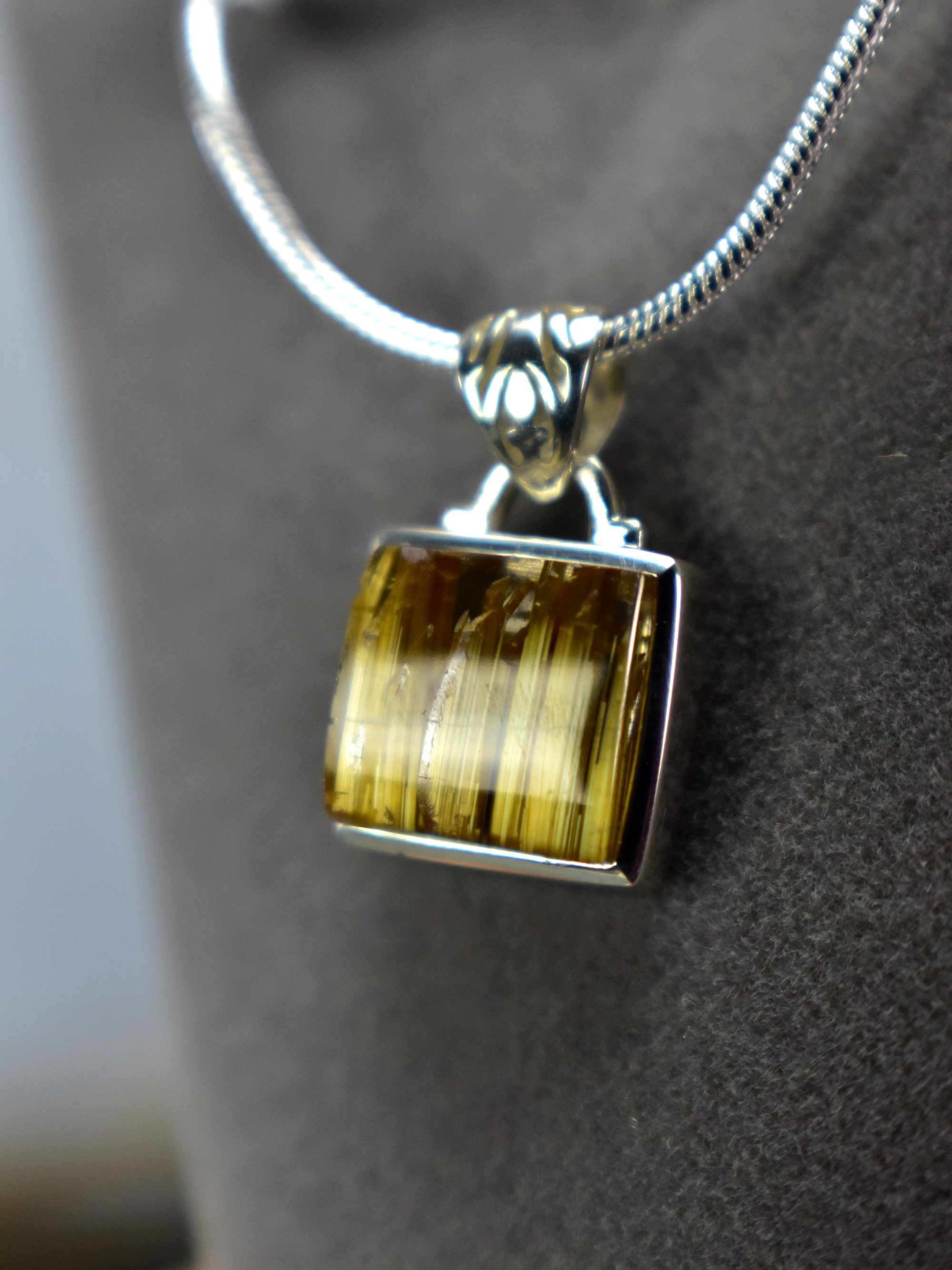 EXCLUSIVE! Golden Rutilated Titanium Clear Quartz Pendant Rutile Gem Crystal Jewelry Sterling Silver Master Series - DelphyCrystals