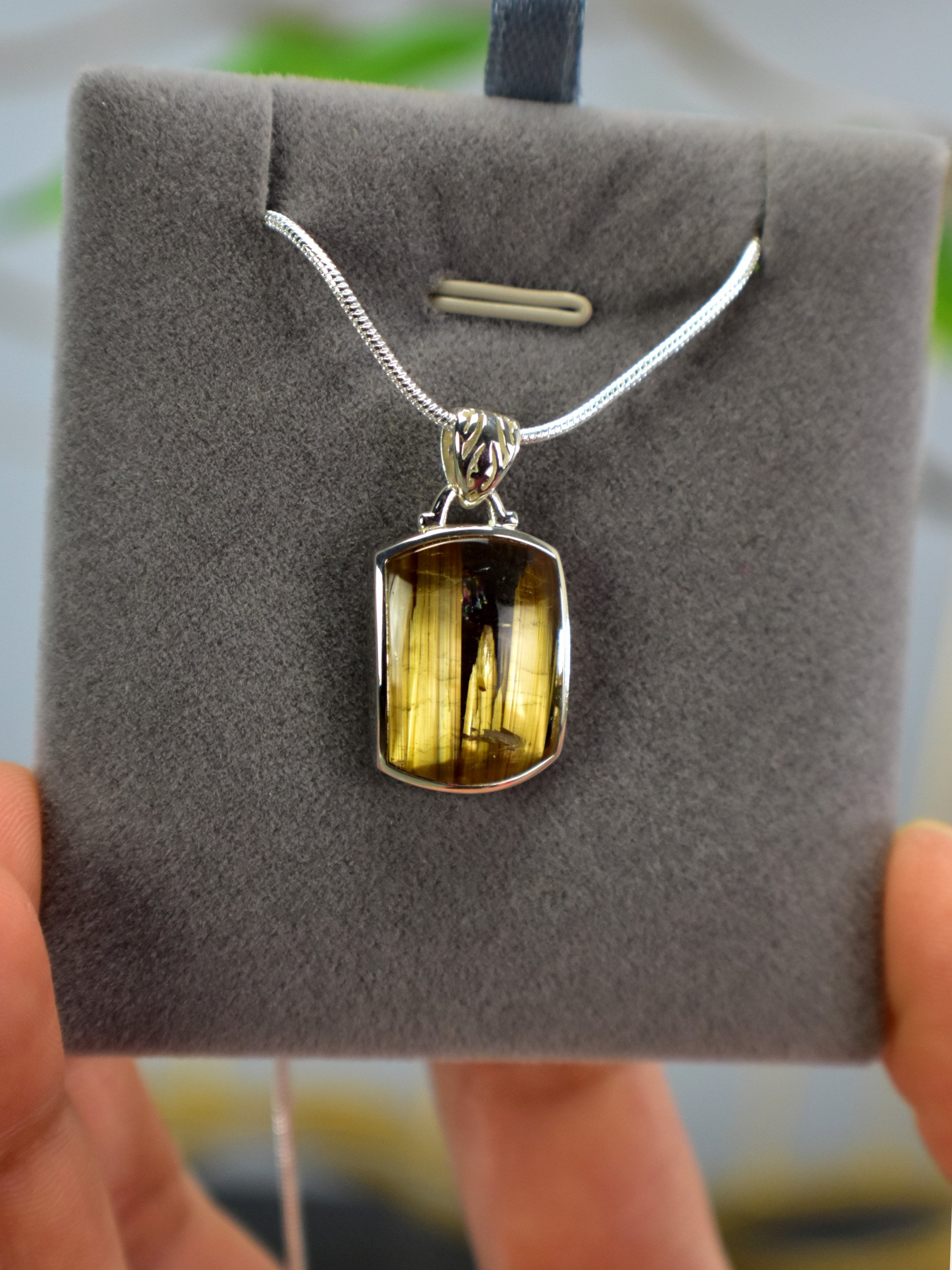 EXCLUSIVE! Golden Rutilated Titanium Clear Quartz Pendant Rutile Gem Crystal Jewelry Sterling Silver Master Series - DelphyCrystals