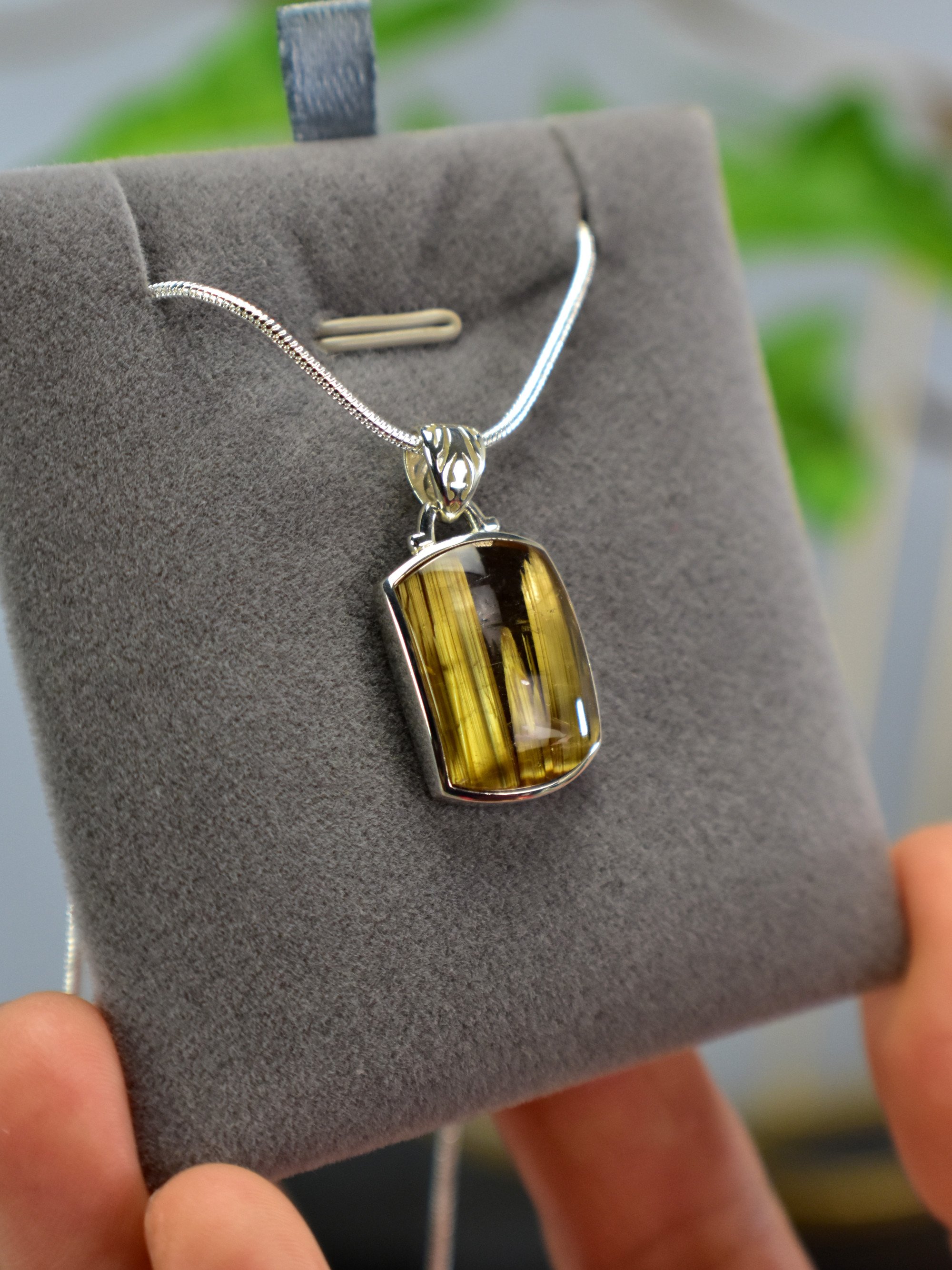 EXCLUSIVE! Golden Rutilated Titanium Clear Quartz Pendant Rutile Gem Crystal Jewelry Sterling Silver Master Series - DelphyCrystals