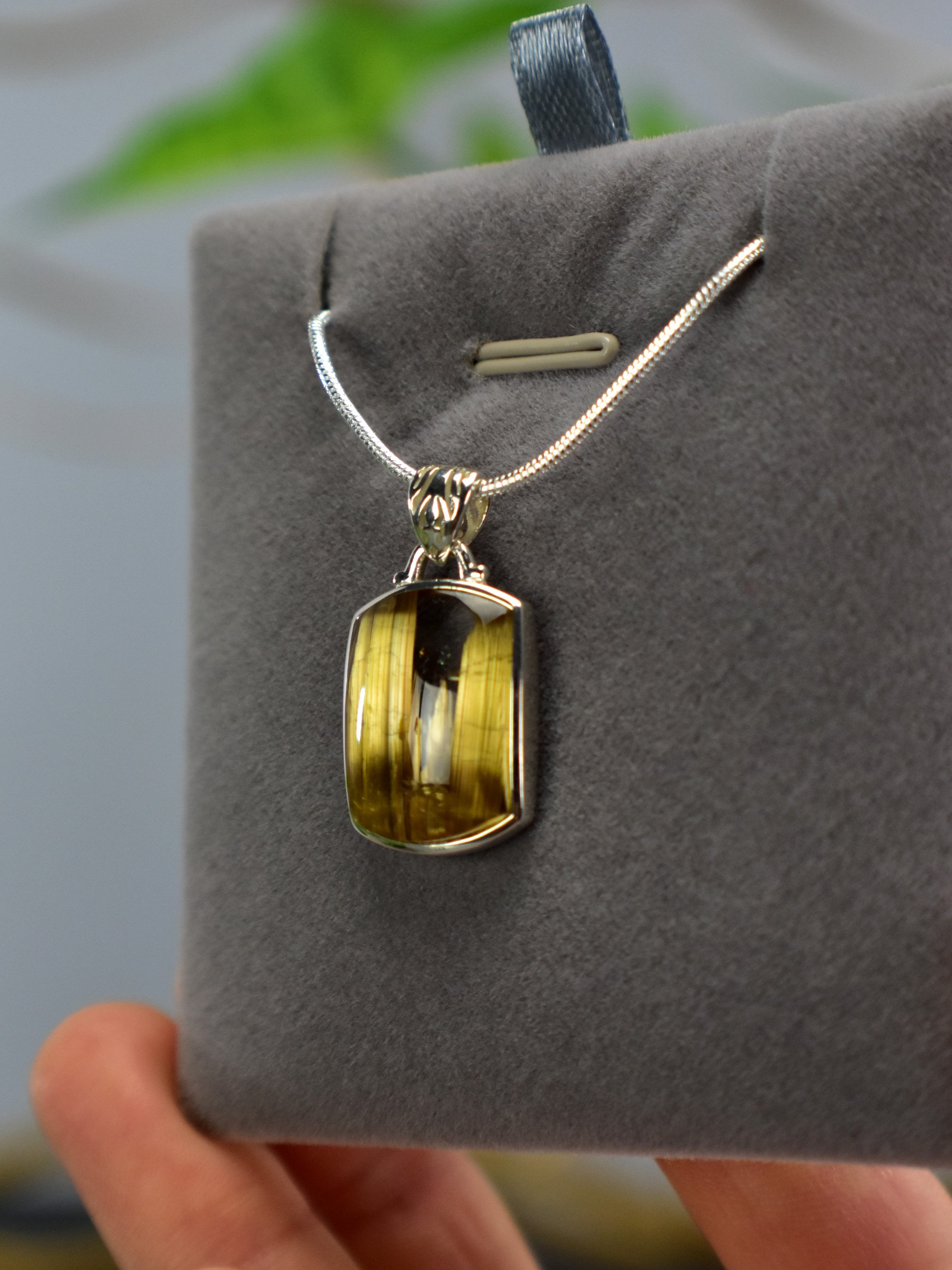 EXCLUSIVE! Golden Rutilated Titanium Clear Quartz Pendant Rutile Gem Crystal Jewelry Sterling Silver Master Series - DelphyCrystals