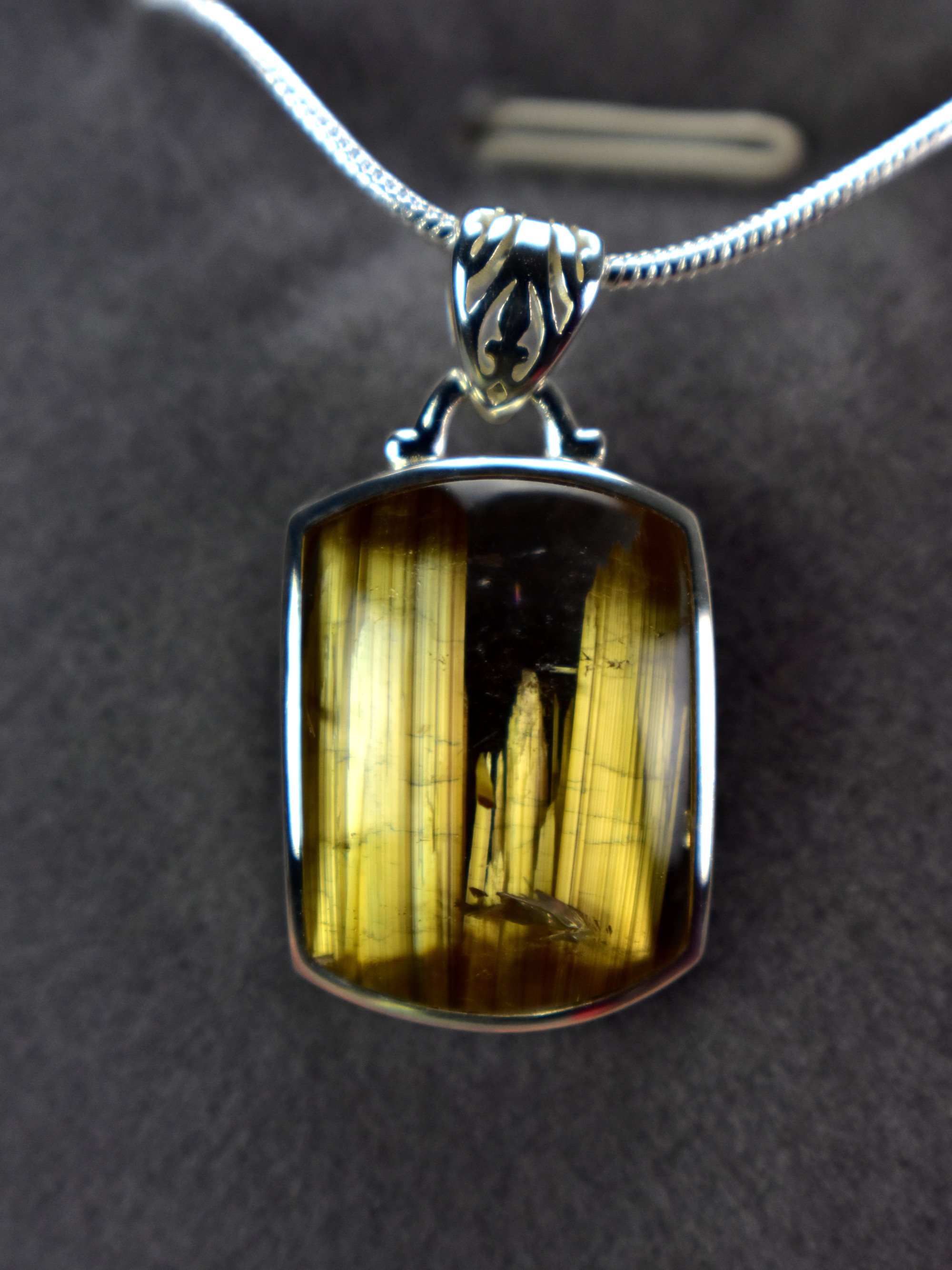 EXCLUSIVE! Golden Rutilated Titanium Clear Quartz Pendant Rutile Gem Crystal Jewelry Sterling Silver Master Series - DelphyCrystals