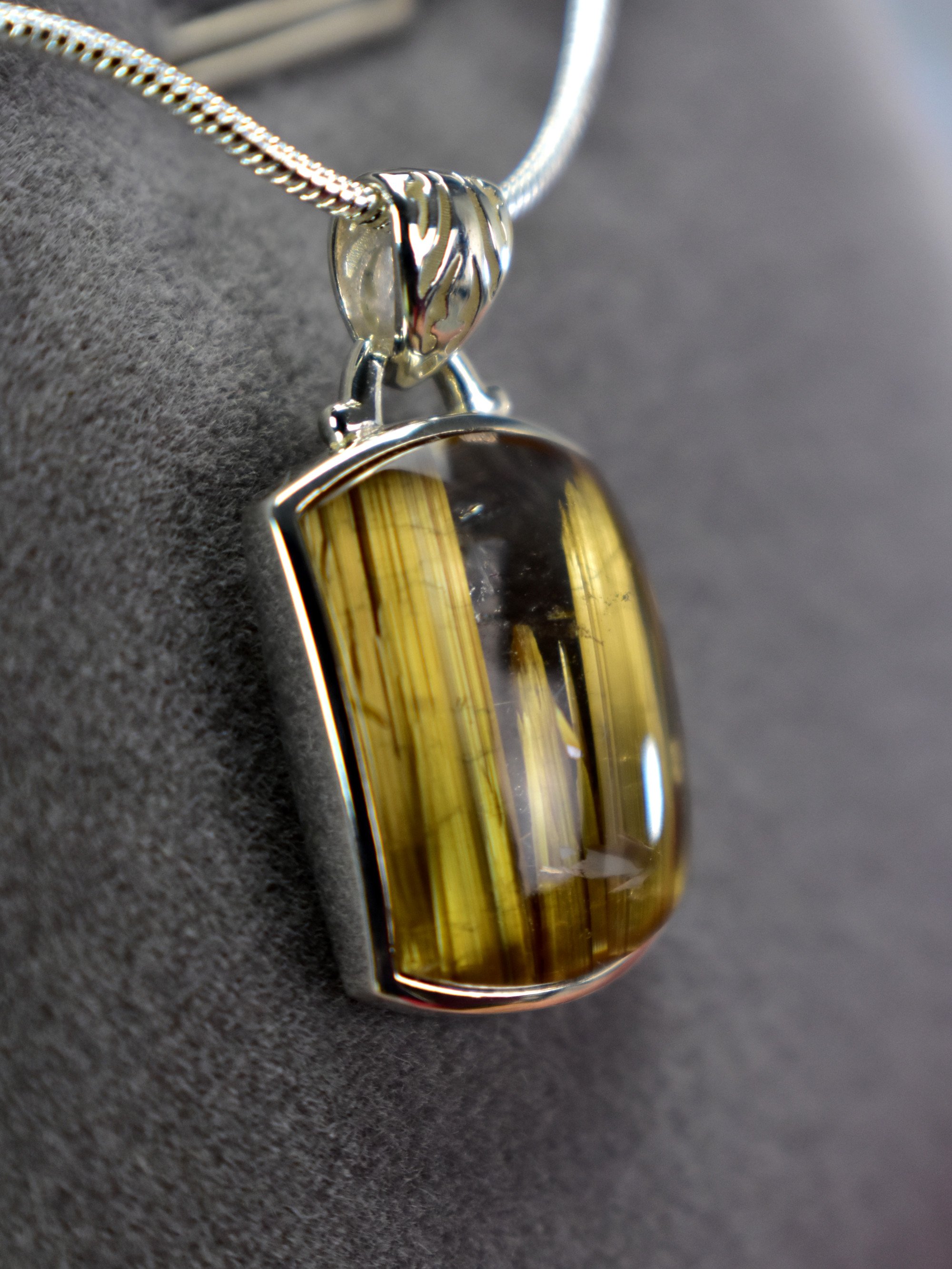 EXCLUSIVE! Golden Rutilated Titanium Clear Quartz Pendant Rutile Gem Crystal Jewelry Sterling Silver Master Series - DelphyCrystals