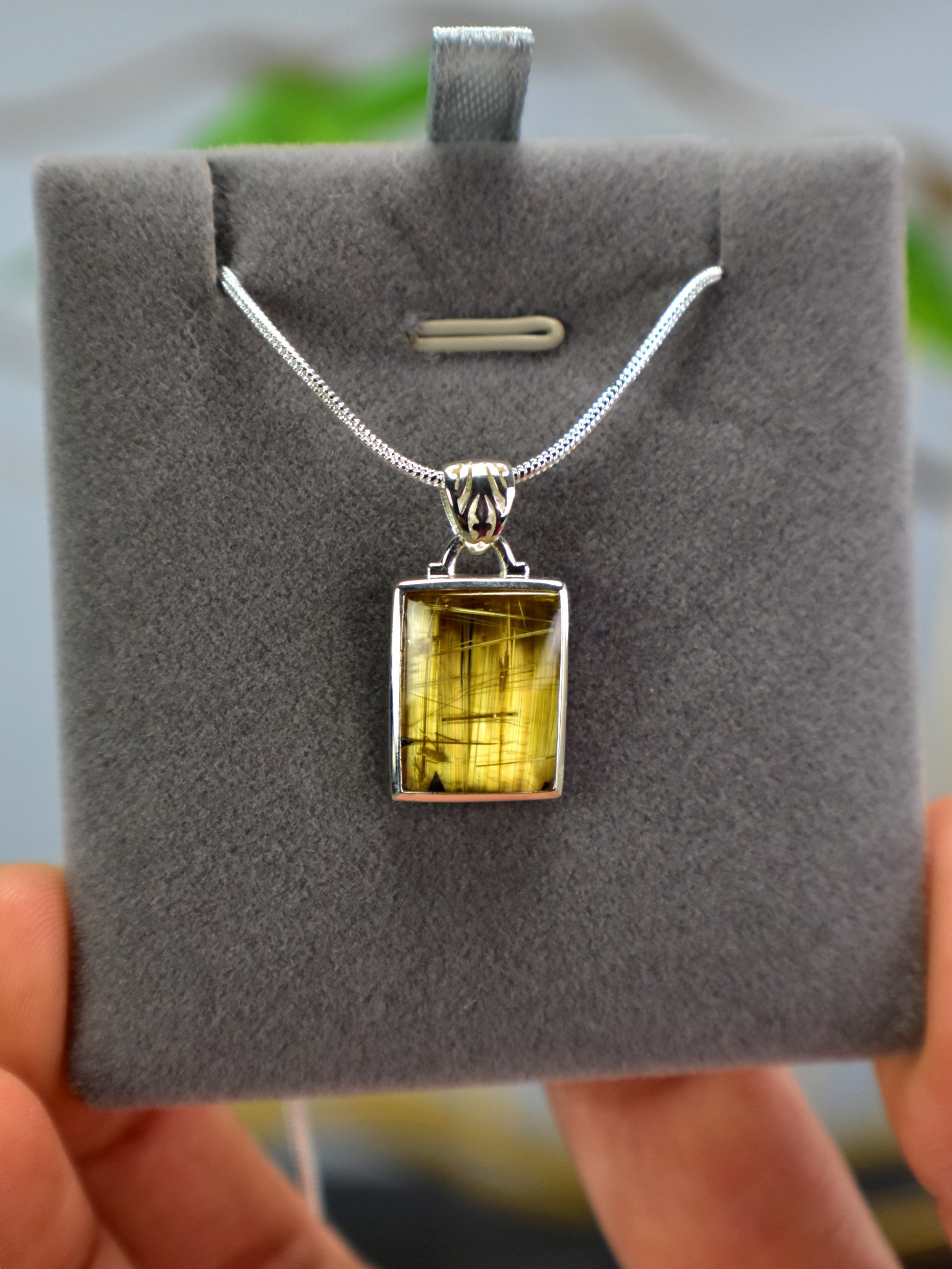 EXCLUSIVE! Golden Rutilated Titanium Clear Quartz Pendant Rutile Gem Crystal Jewelry Sterling Silver Master Series - DelphyCrystals