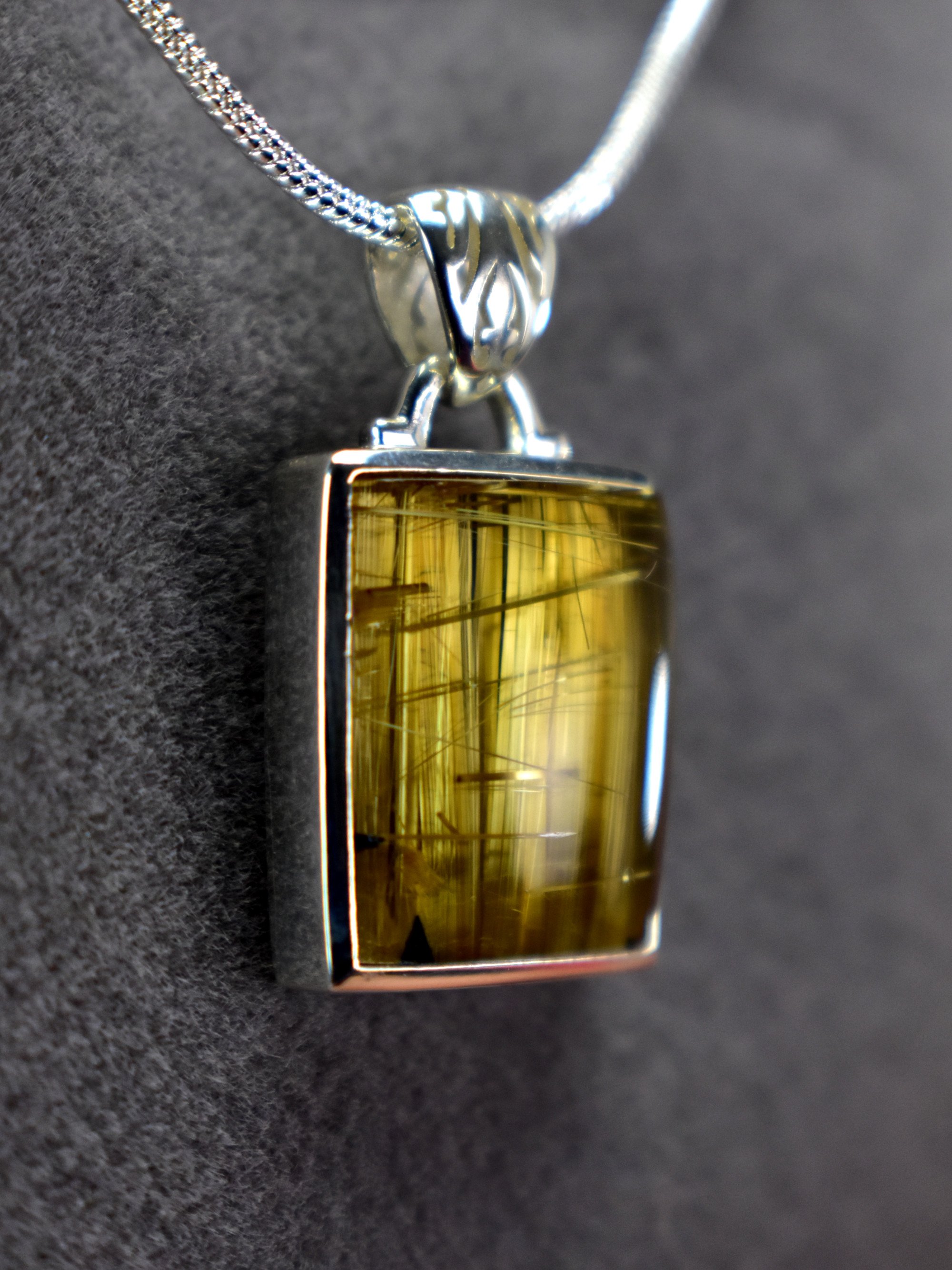 EXCLUSIVE! Golden Rutilated Titanium Clear Quartz Pendant Rutile Gem Crystal Jewelry Sterling Silver Master Series - DelphyCrystals