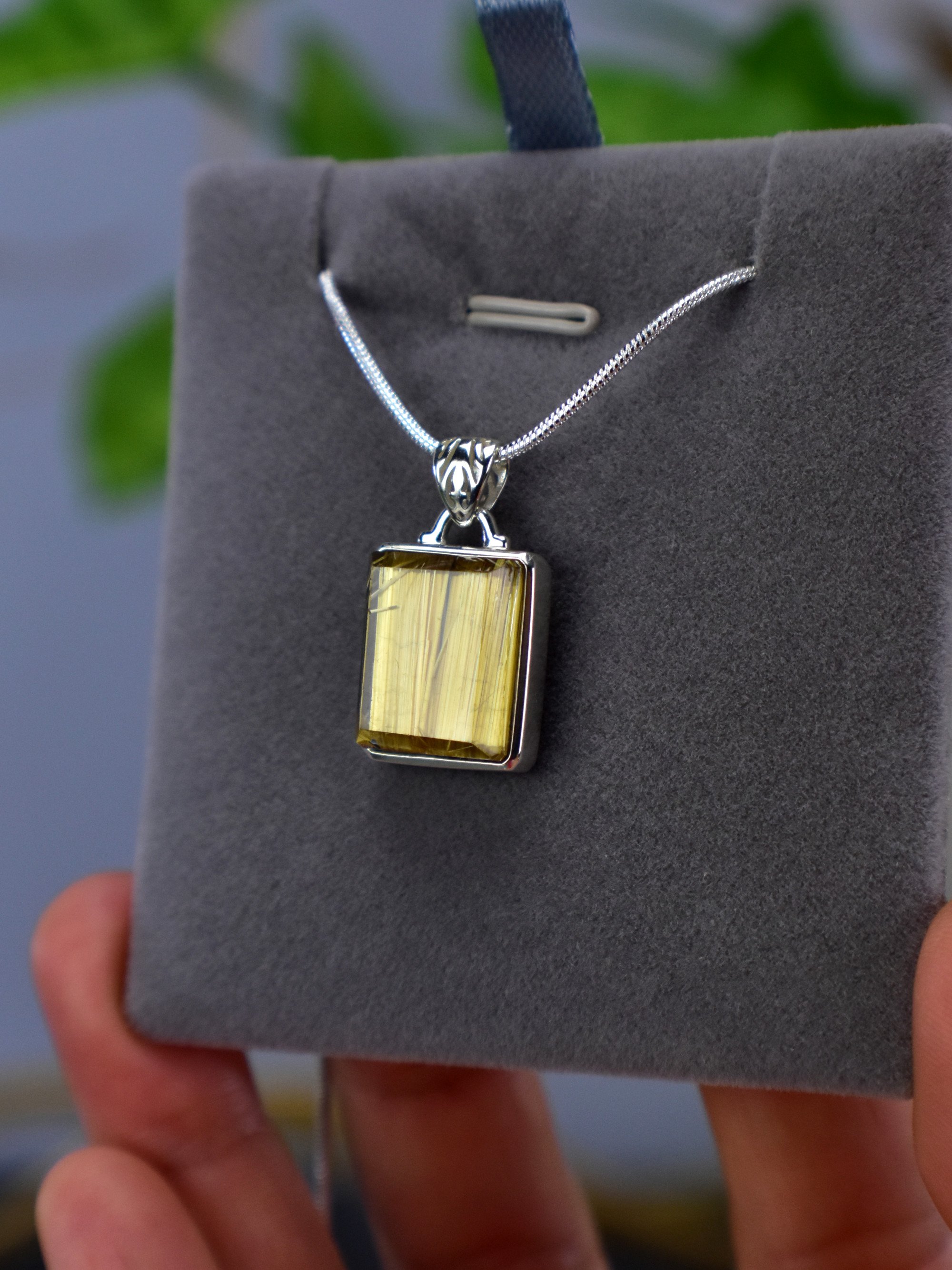 EXCLUSIVE! Golden Rutilated Titanium Clear Quartz Pendant Rutile Gem Crystal Jewelry Sterling Silver Master Series - DelphyCrystals