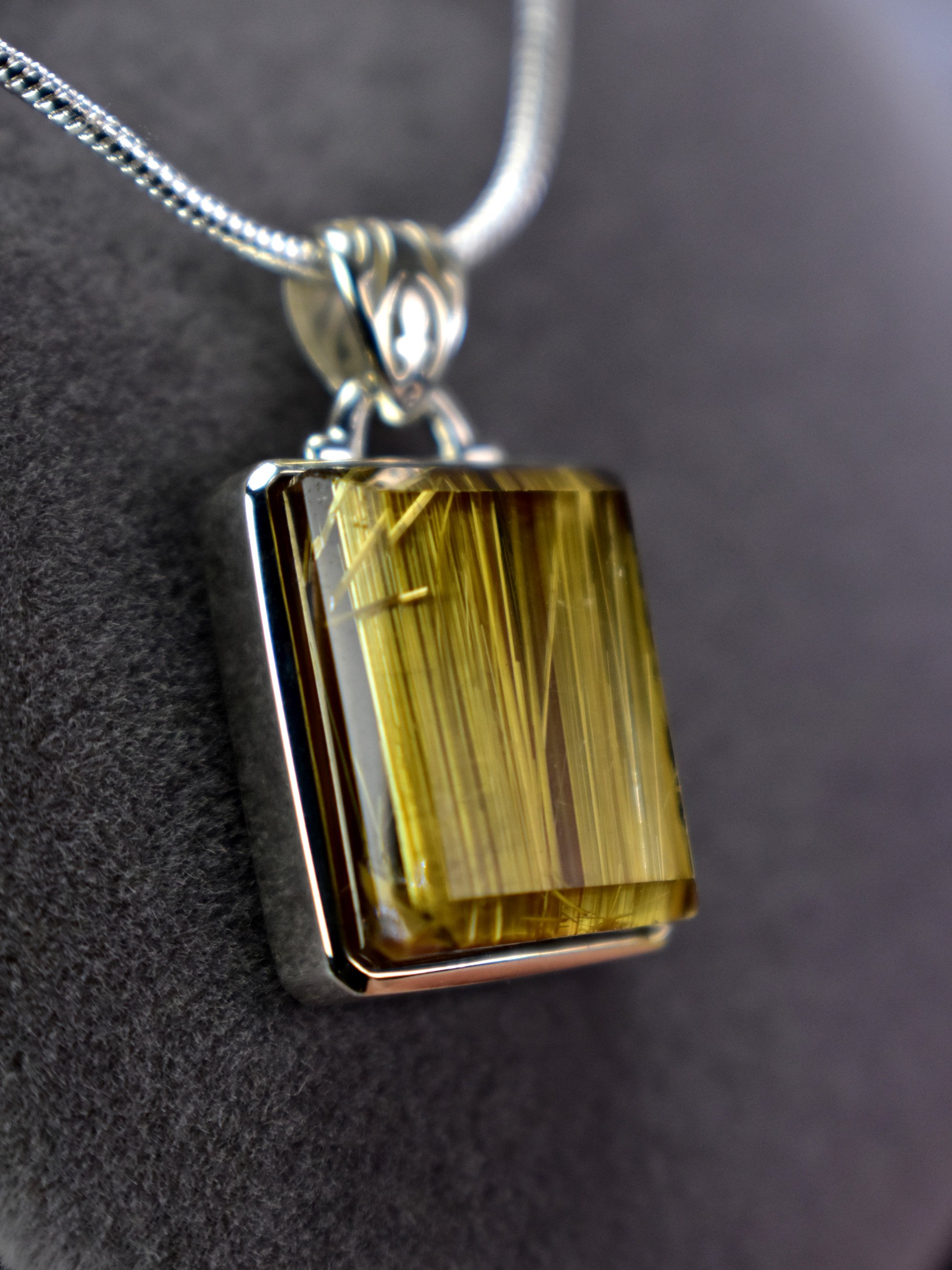 EXCLUSIVE! Golden Rutilated Titanium Clear Quartz Pendant Rutile Gem Crystal Jewelry Sterling Silver Master Series - DelphyCrystals