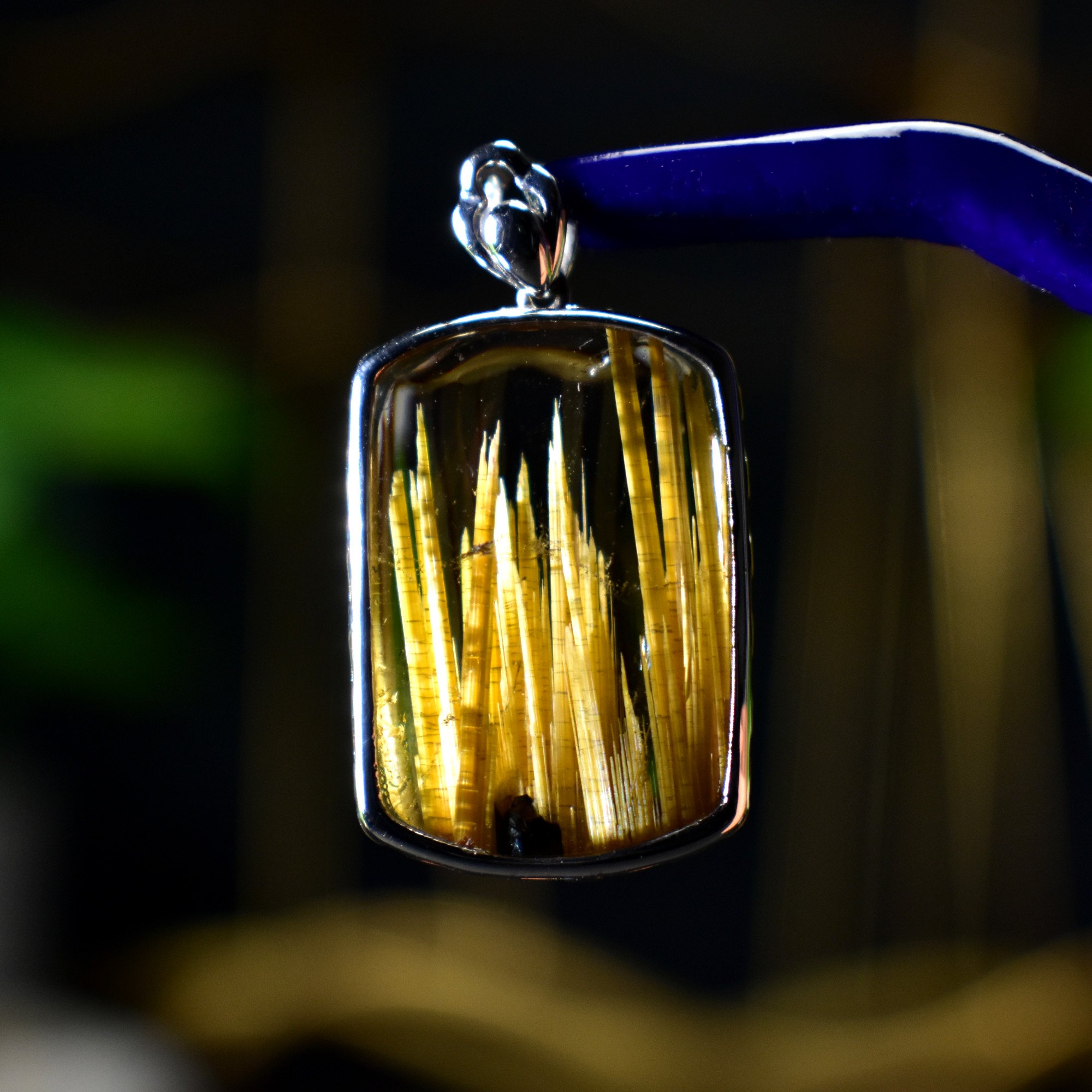 EXCLUSIVE! Star-Rayed Golden Rutile Titanium Clear Quartz Pendant Gem Crystal - DelphyCrystals