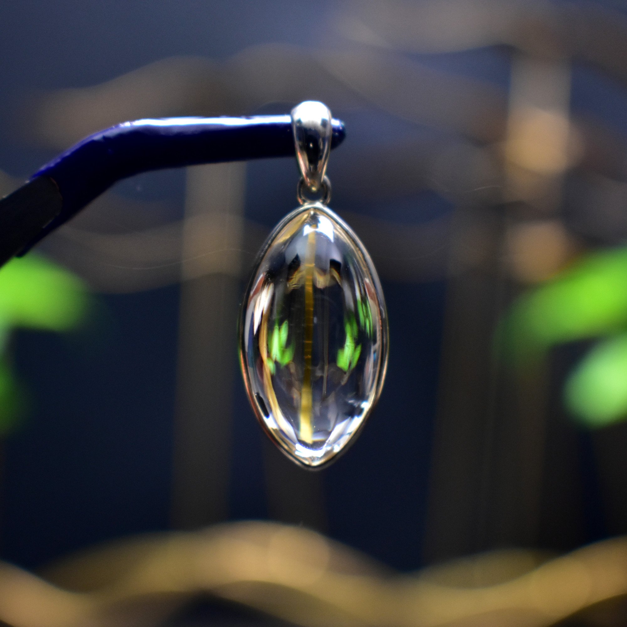 EXCLUSIVE! Golden Rutilated Titanium Clear Quartz Pendant Gem Crystal - DelphyCrystals