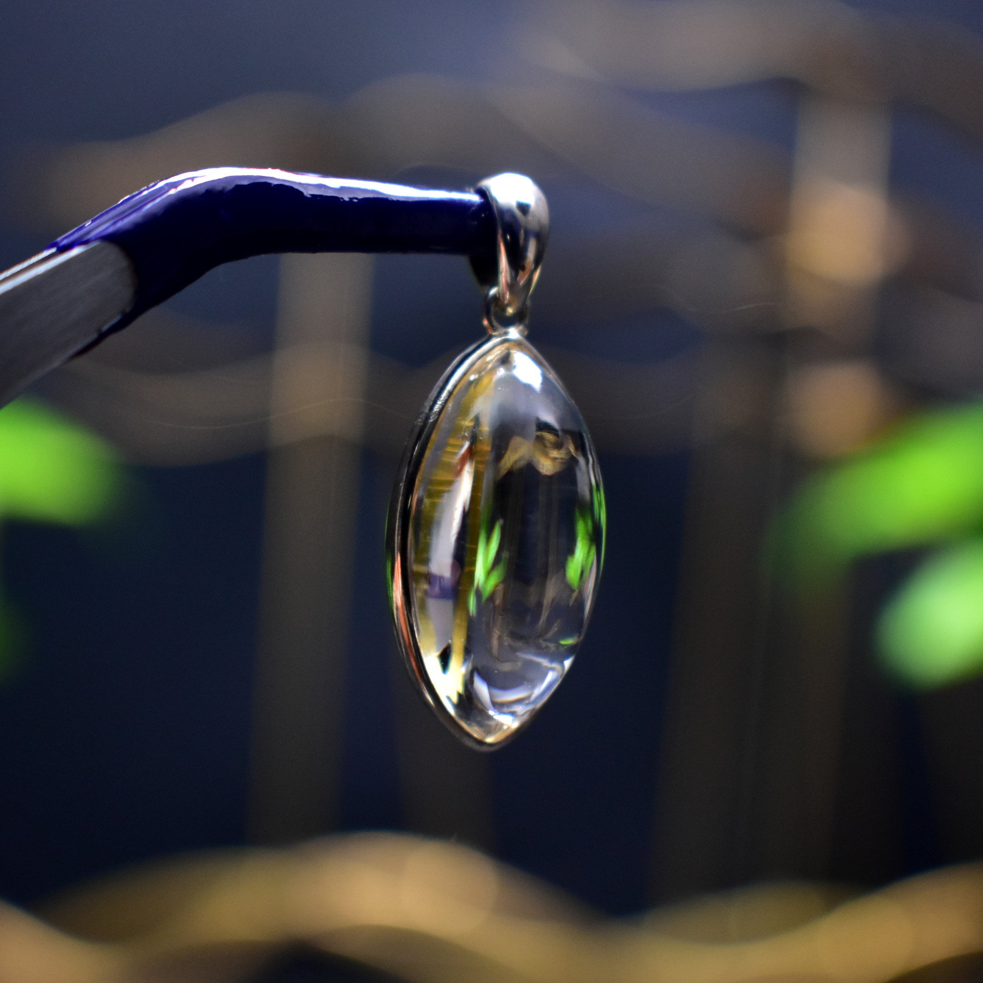 EXCLUSIVE! Golden Rutilated Titanium Clear Quartz Pendant Gem Crystal - DelphyCrystals