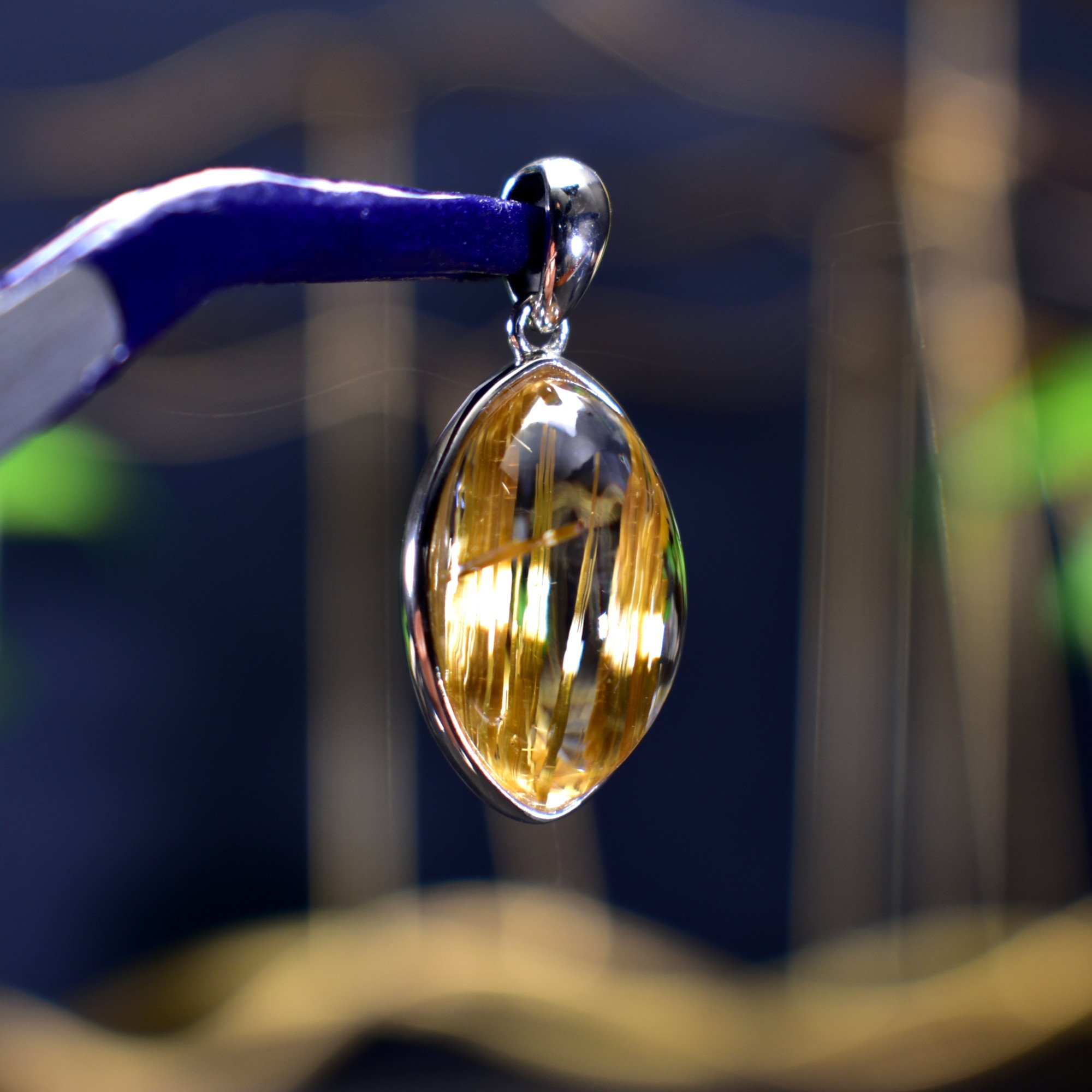 EXCLUSIVE! Golden Rutilated Titanium Clear Quartz Pendant Gem Crystal - DelphyCrystals