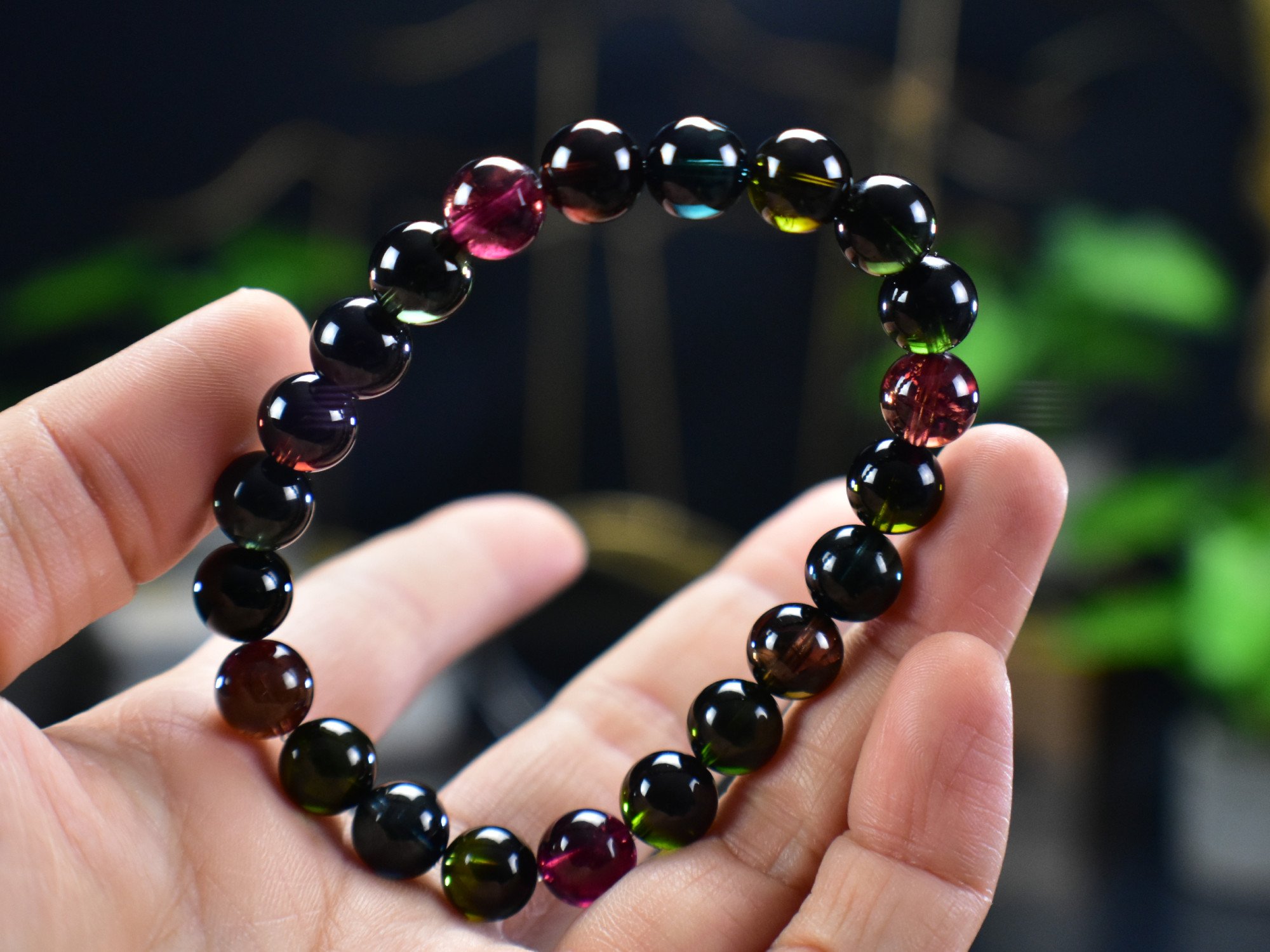 Mystic Tourmaline High Quality 8.6mm Beads Gem Crystal Bracelet - DelphyCrystals