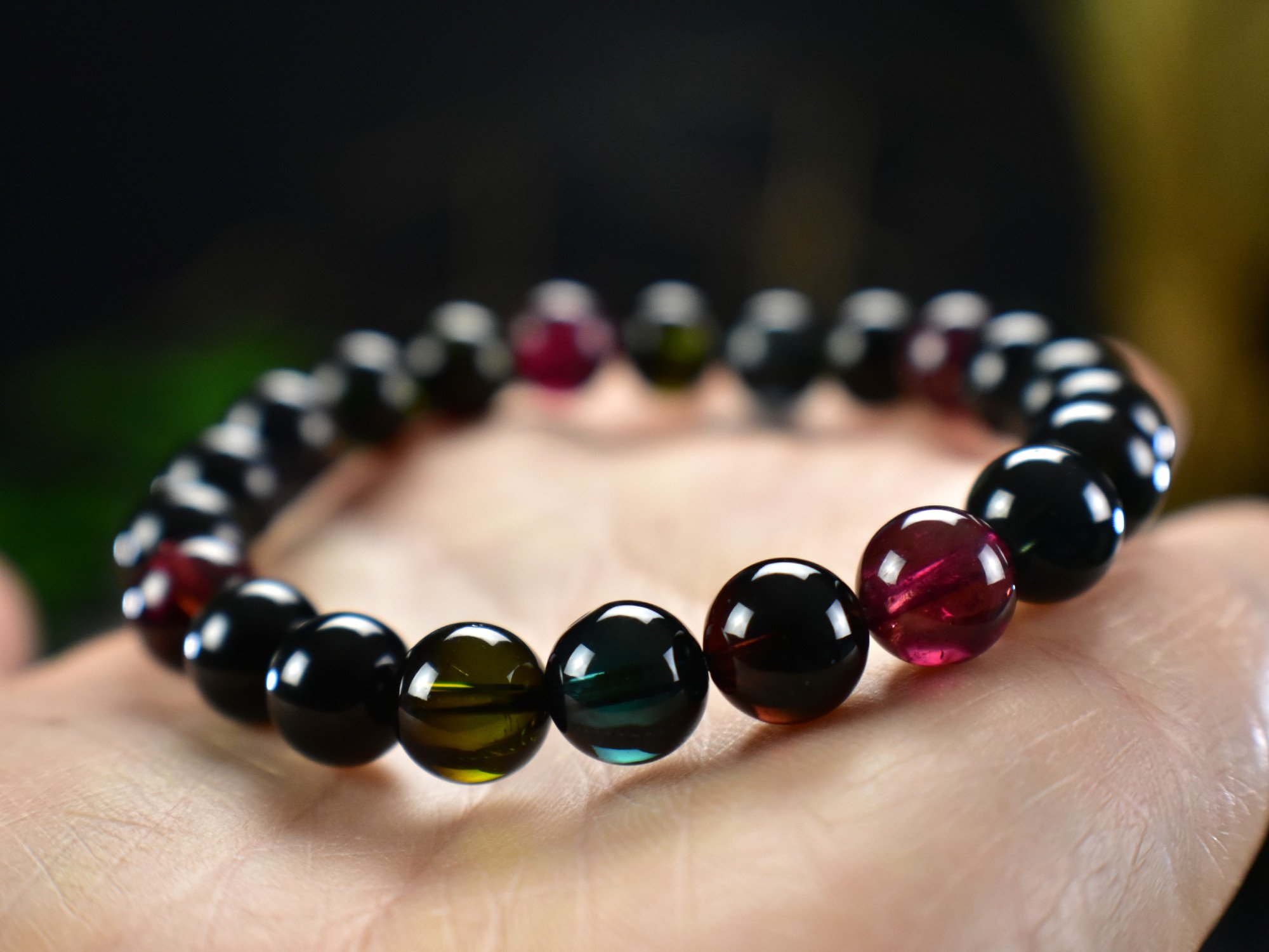 Mystic Tourmaline High Quality 8.6mm Beads Gem Crystal Bracelet - DelphyCrystals