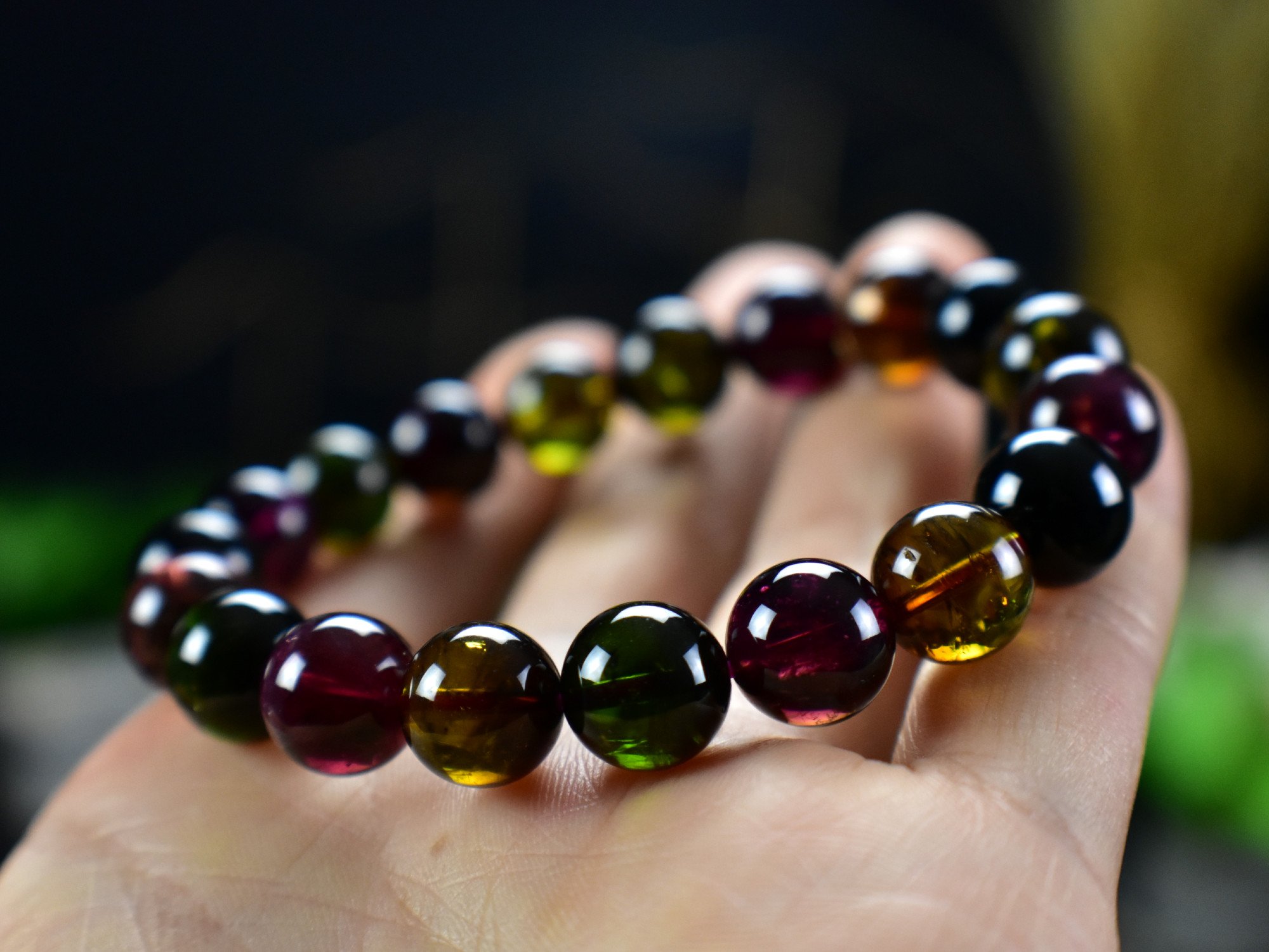 Mystic Tourmaline High Quality 10mm Beads  Gem Crystal Bracelet - DelphyCrystals