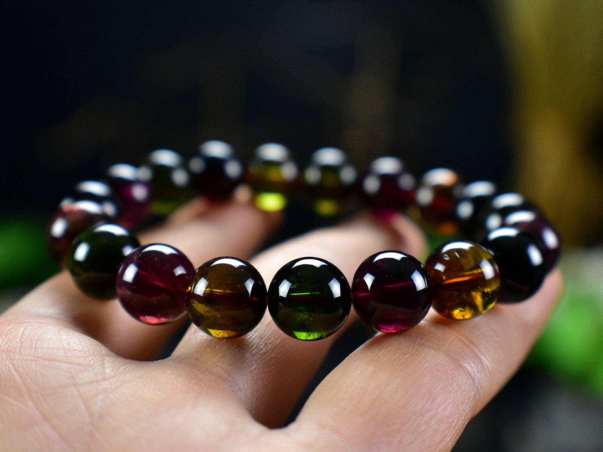 Mystic Tourmaline High Quality 10mm Beads  Gem Crystal Bracelet - DelphyCrystals