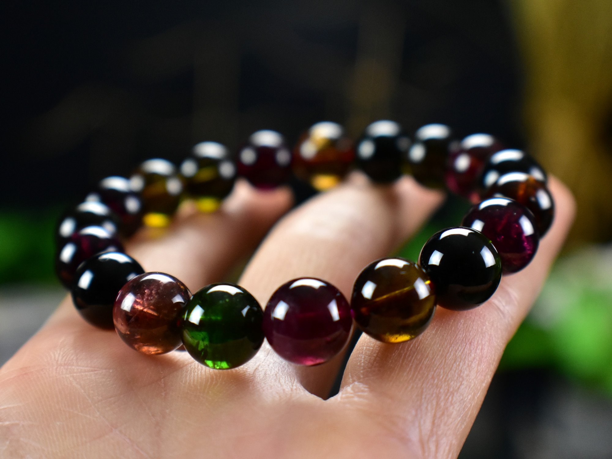 Mystic Tourmaline High Quality 10mm Beads  Gem Crystal Bracelet - DelphyCrystals