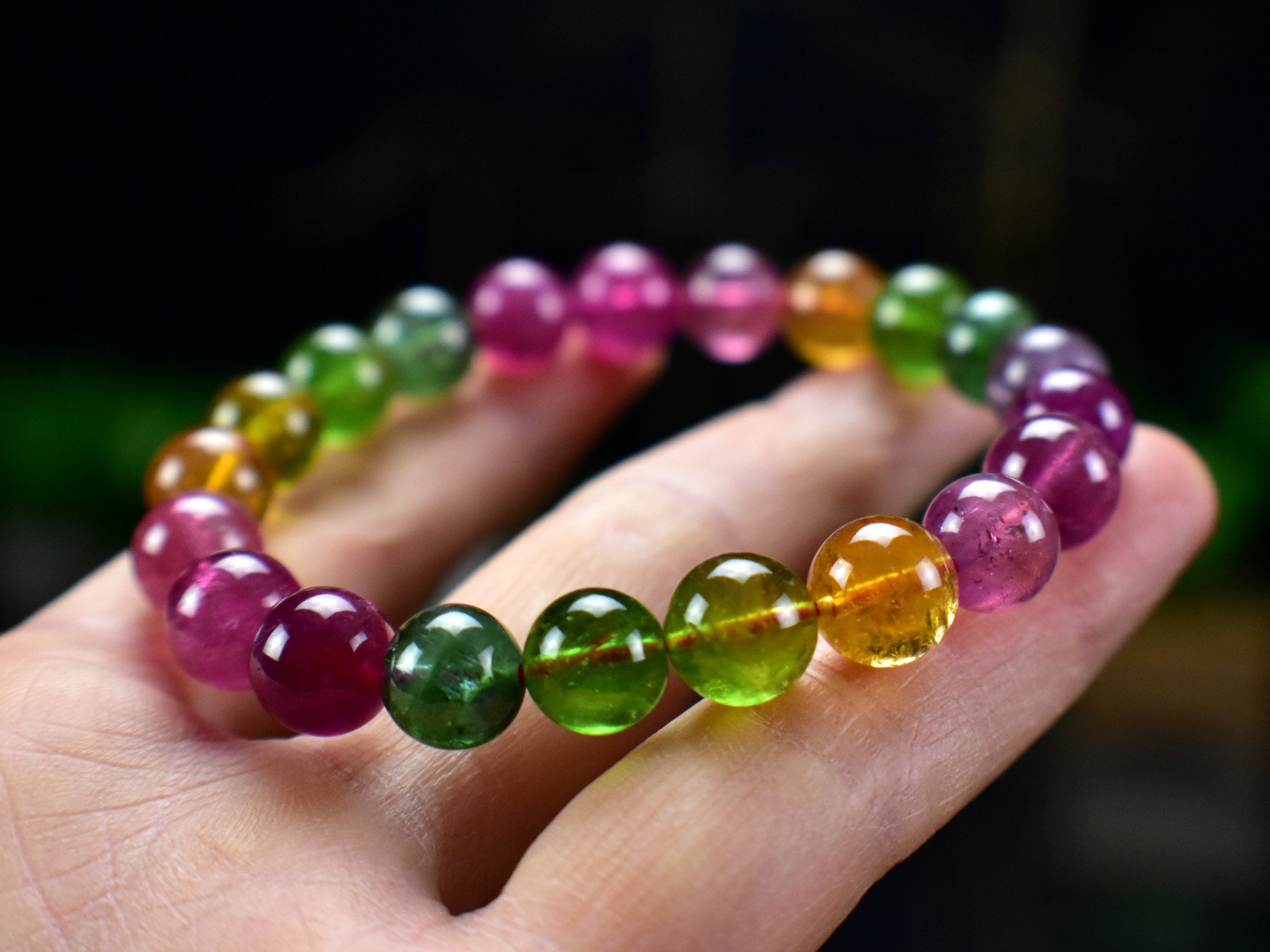 Candy Tourmaline 9.3mm Beads Gem Crystal Bracelet - DelphyCrystals