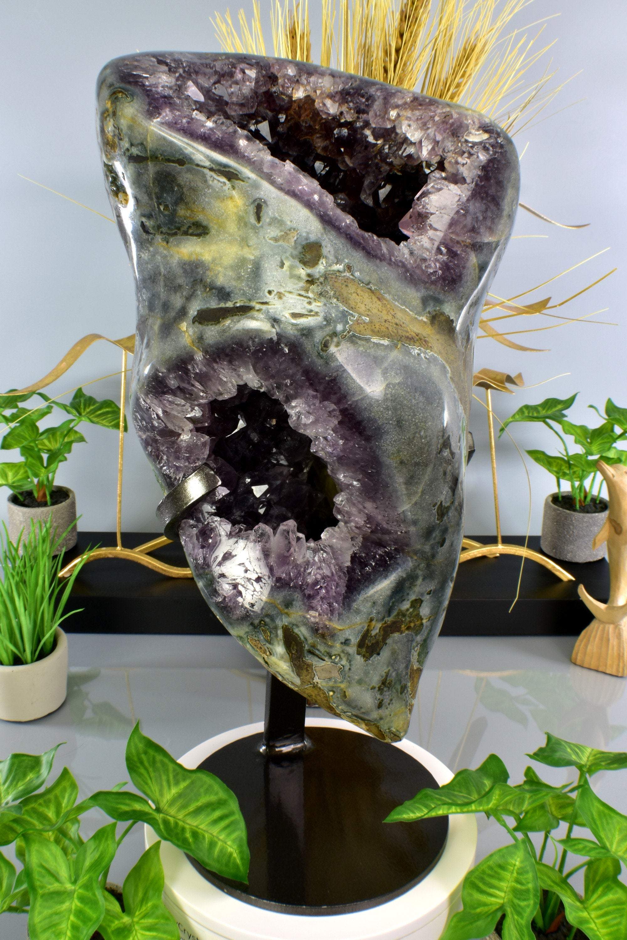 Smoky Amethyst Agate Geode & Formation Home Decor Centerpiece Specimen Crystal Quartz - DelphyCrystals