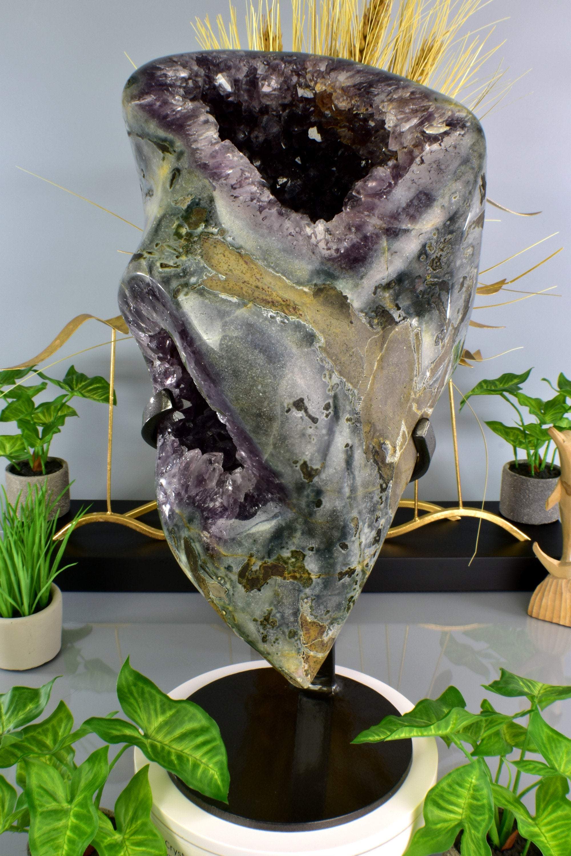 Smoky Amethyst Agate Geode & Formation Home Decor Centerpiece Specimen Crystal Quartz - DelphyCrystals