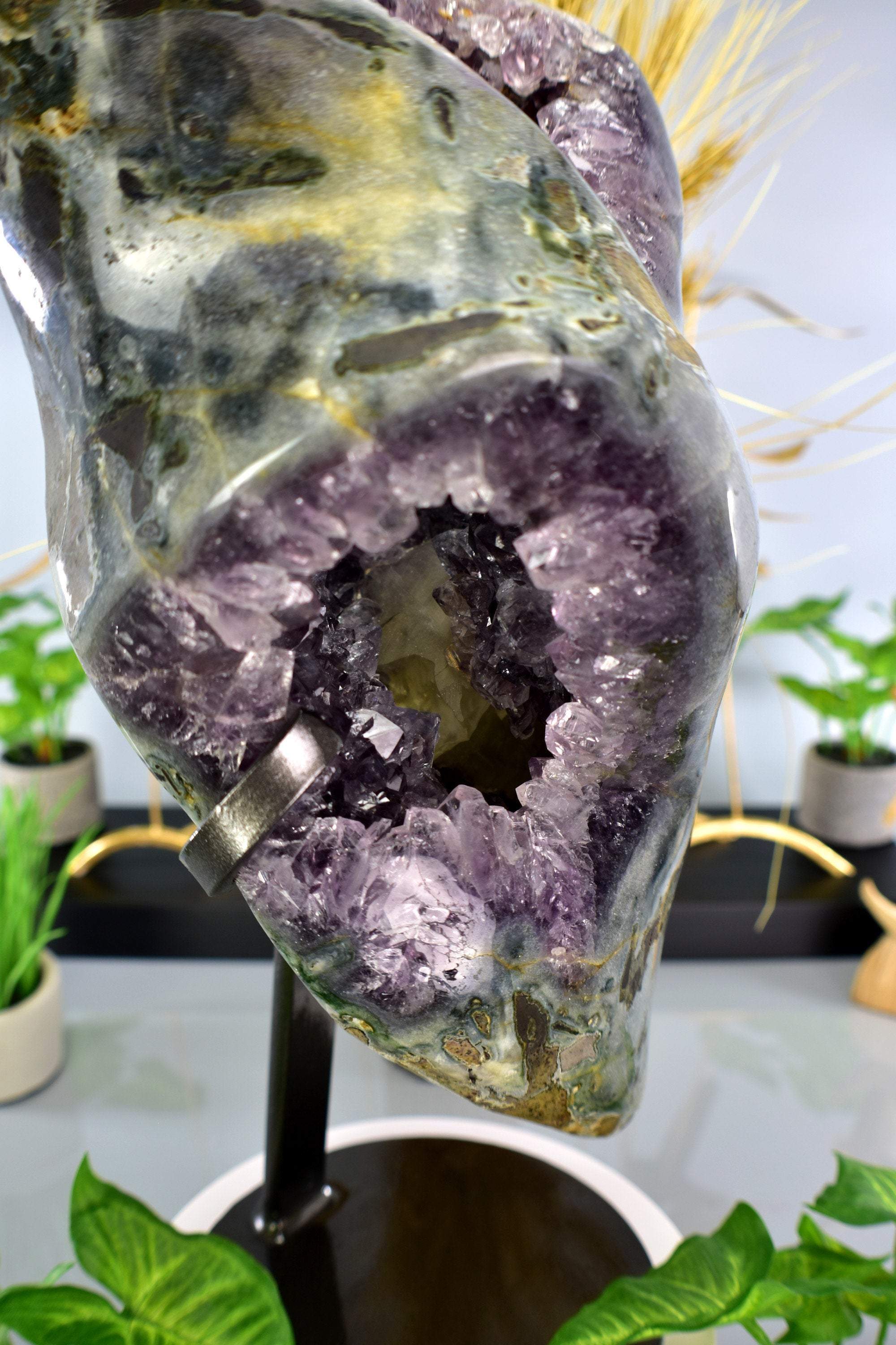 Smoky Amethyst Agate Geode & Formation Home Decor Centerpiece Specimen Crystal Quartz - DelphyCrystals