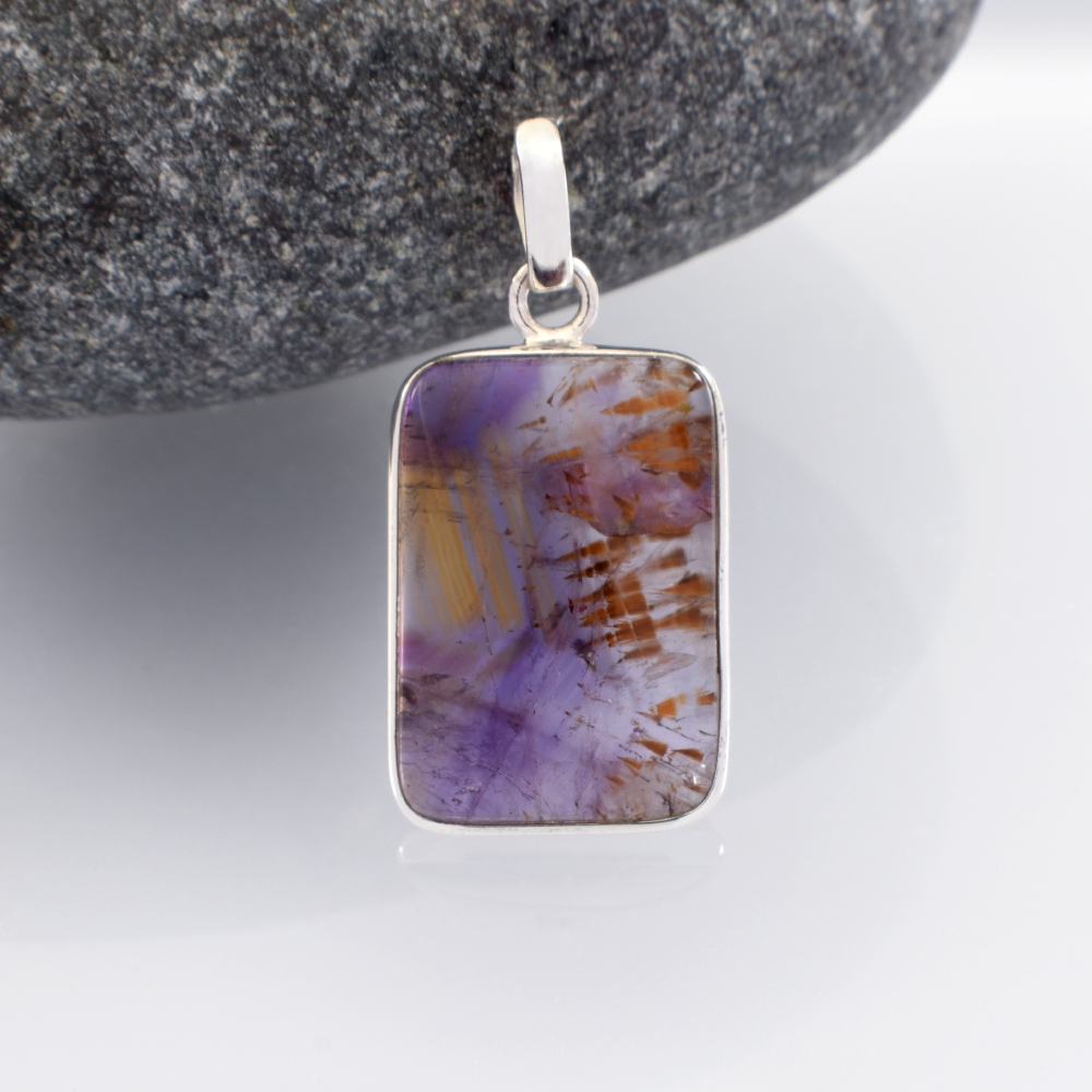 Buy Amethyst Cacoxenite Melody Stone Super Seven Crystal Double Sided Set In Sterling Silver